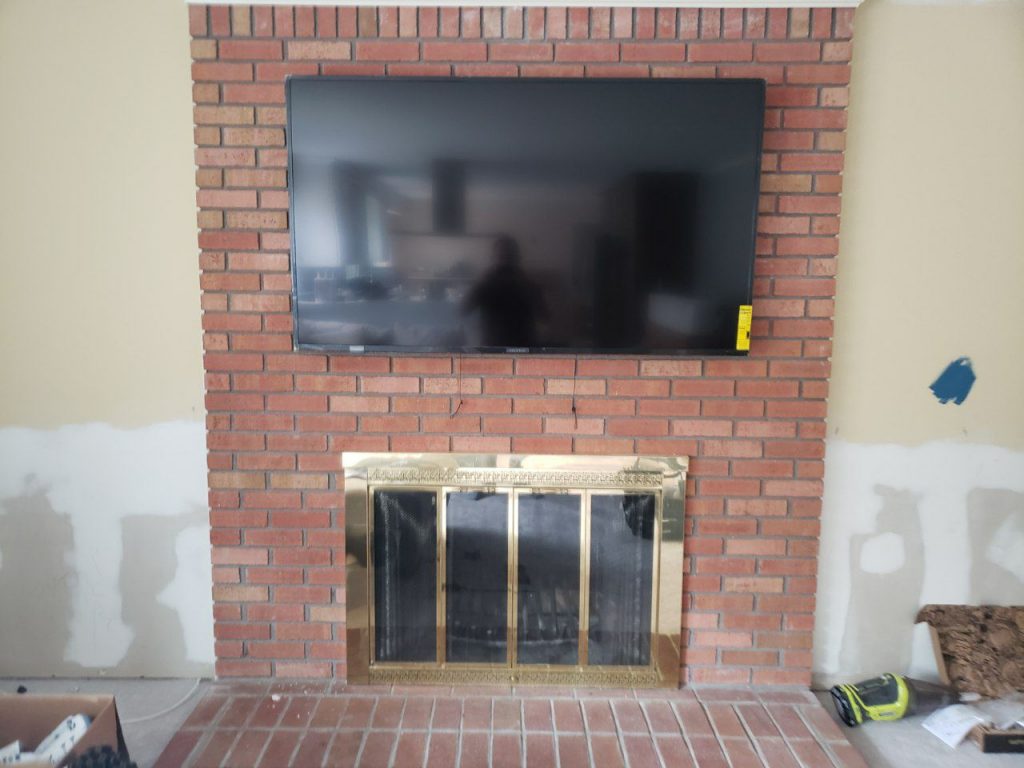 Brick fireplace